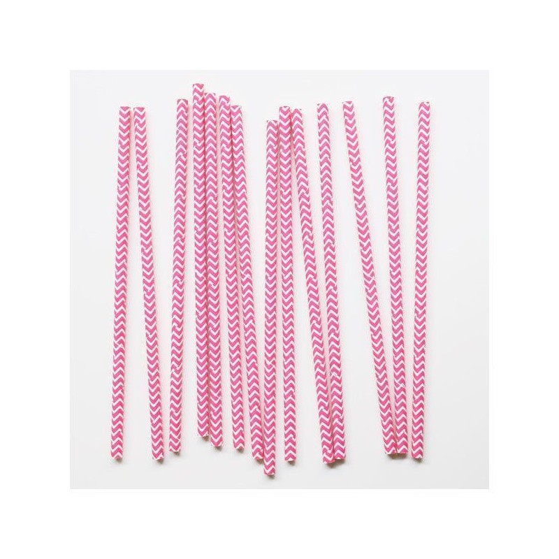 Pajitas de papel Chevron Fuxia