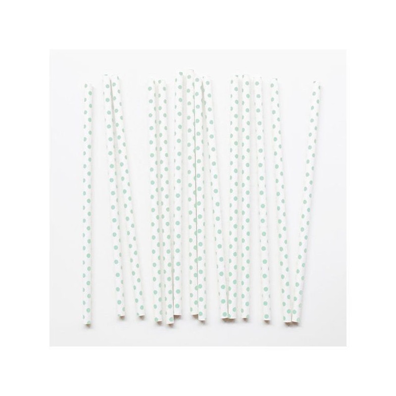 Pajitas de papel Lunares verde menta