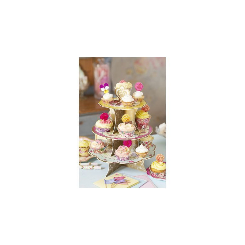 Stand de presentación cupcakes/pasteles Vintage Campestre