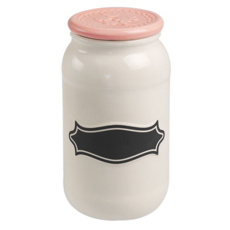 Bote de cerámica con tapa Rosa Vintage