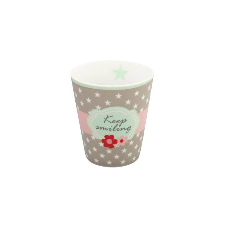 Tazón de leche Gris con "Keep Smiling" Krasilnikoff