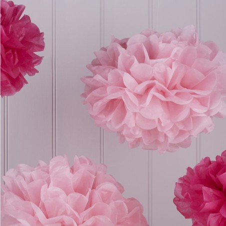 Pompón Rosa y Fuxia pack 5 unidades