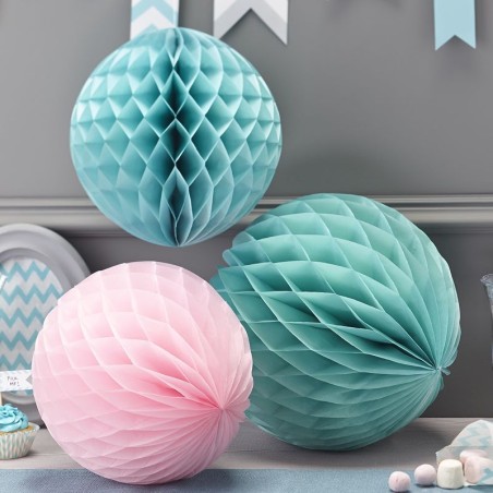 Pack de 3 Bolas Nido Abeja: Turquesa, Verde Menta y Rosa