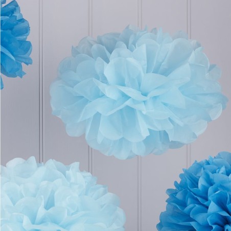 Pompón Celeste y Azul pack 5 unidades