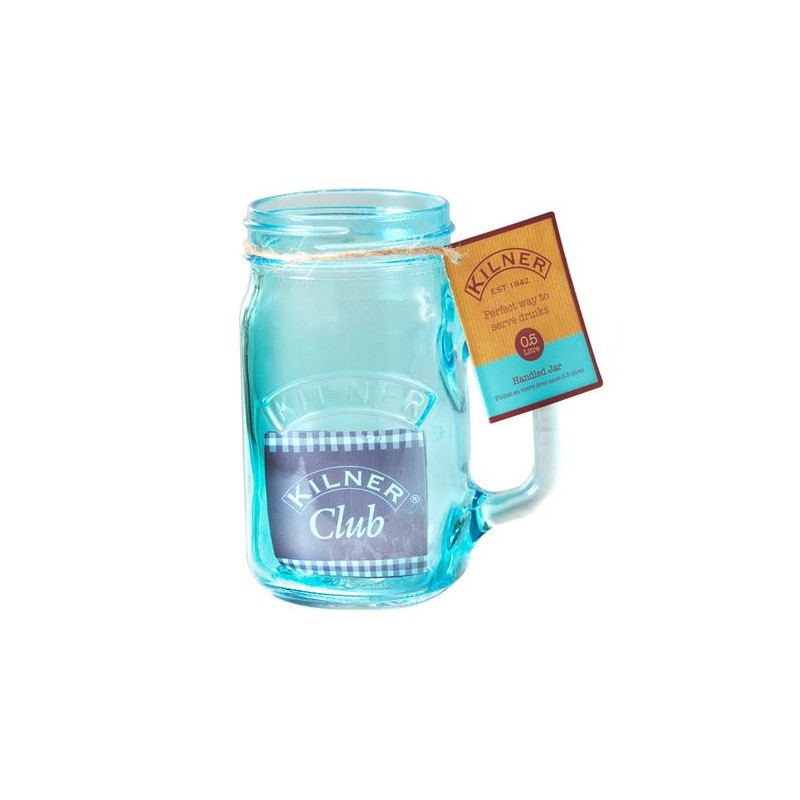 Jarra de cristal con asa Azul Kilner