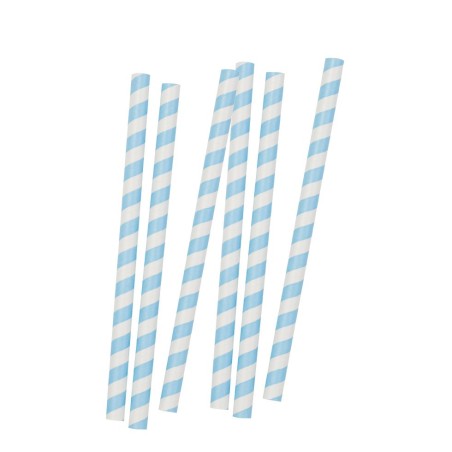 Maxi Pajitas de papel Blanca y Azul