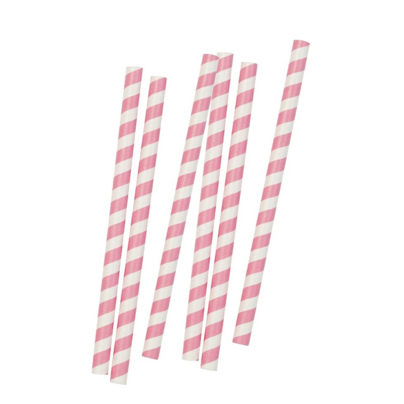 Maxi Pajitas de papel Blanca y Rosa