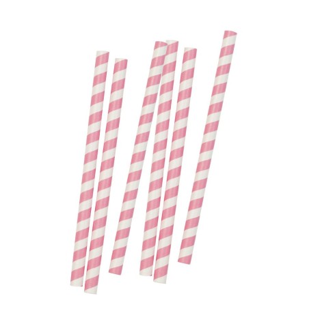 Maxi Pajitas de papel Blanca y Rosa