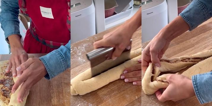 Receta de corona trenzada de canela y turrón