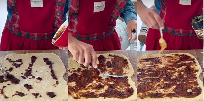 Receta de corona trenzada de canela y turrón